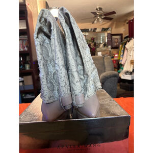 Women's Azalea Wang Over the Knee Boots 8.5 Tan Gray Snake Print